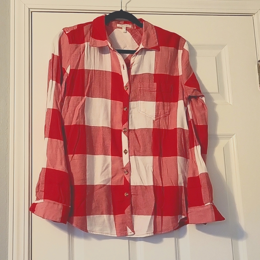 Maurices Red and White Plaid Shirt